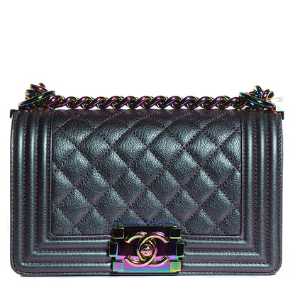 Chanel Iridescent Goatskin Quilted Small Boy with Iridescent Ruthenium Purple 1 of 9
