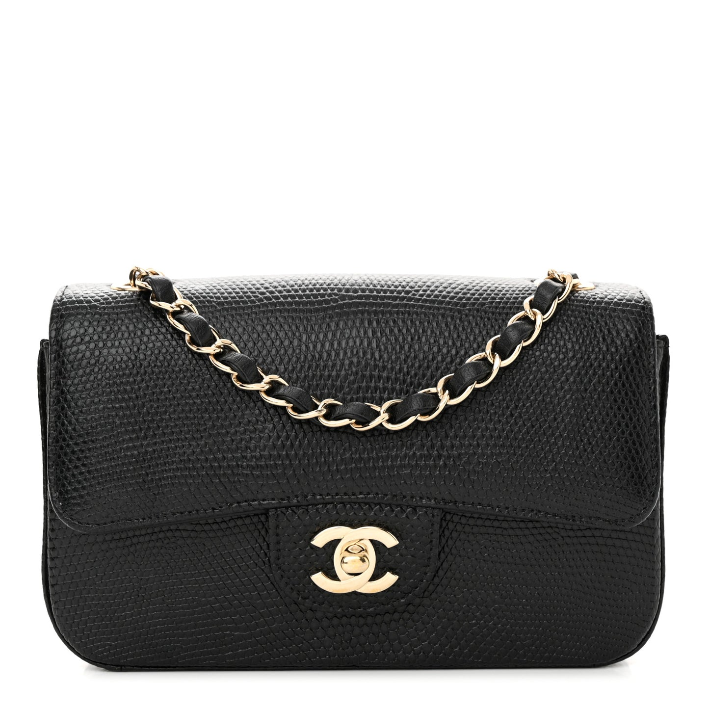 Lizard Mini Rectangular Flap Black