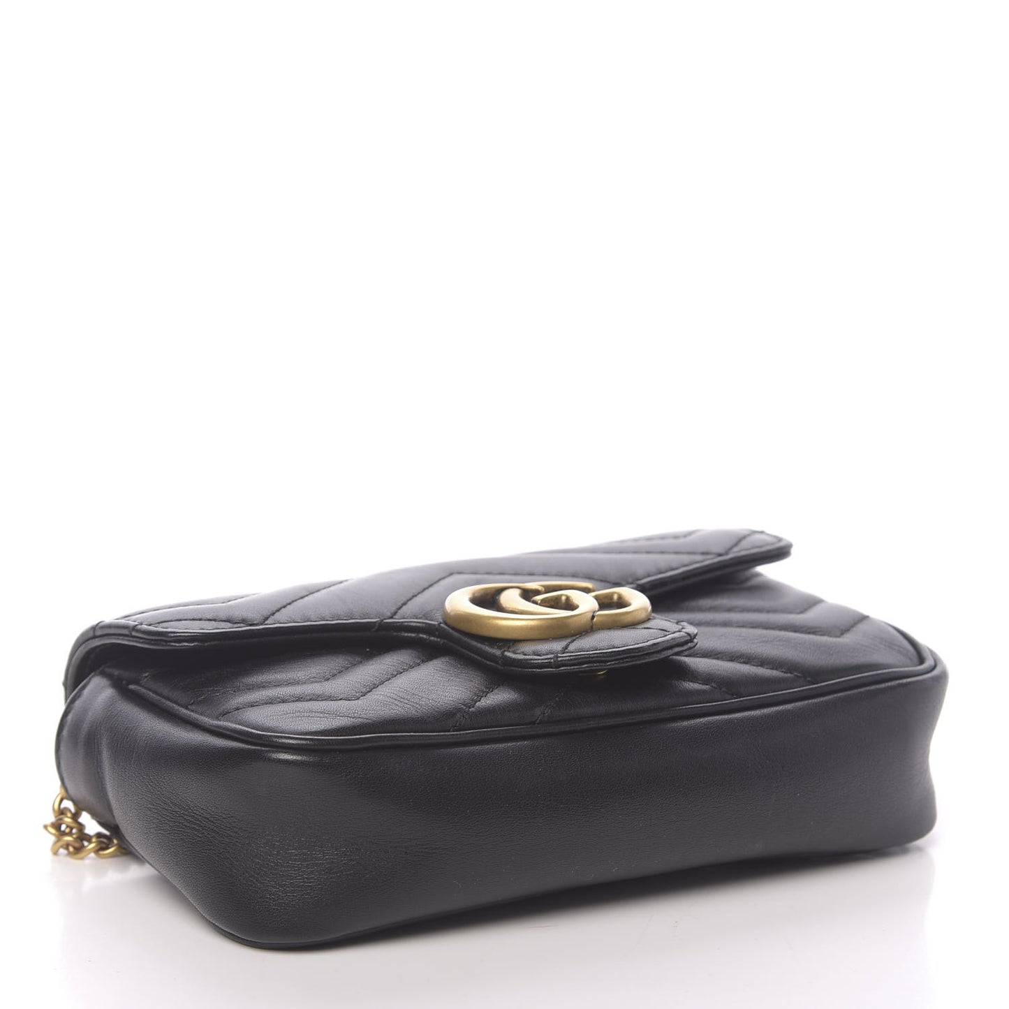 Calfskin Matelasse Super Mini GG Marmont Shoulder Bag Black
