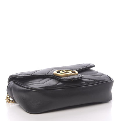 Gucci Calfskin Matelasse Super Mini GG Marmont Shoulder Bag Black 4 of 17