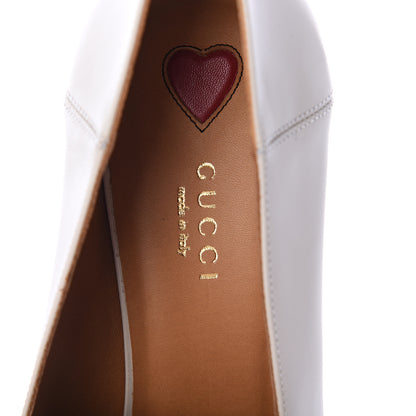 Gucci Betis Glamour Calfskin Web Pearl Embellished Peyton 75mm Loafer Pumps 39.5 Mystic White 6 of 7