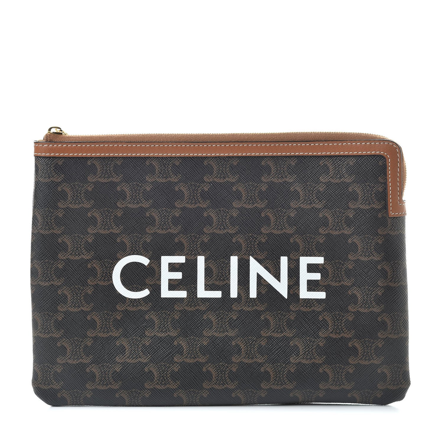 Triomphe Canvas Lambskin Small Pouch Tan