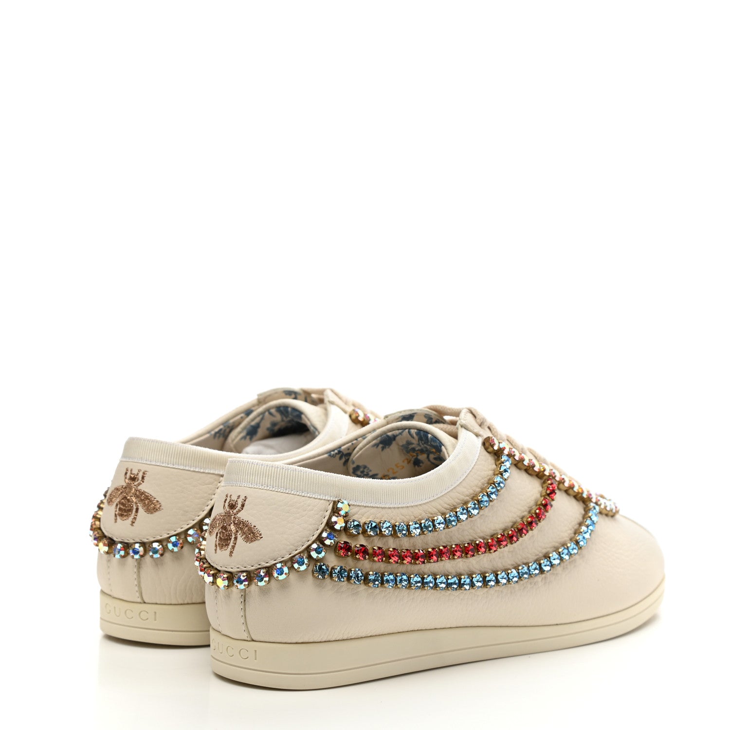 Gucci Calfskin Crystal Womens Falacer Sneakers 36.5 White 4 of 9