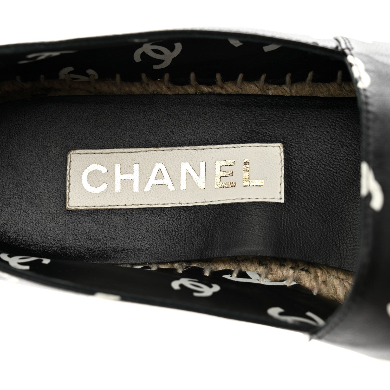 Chanel Lambskin Printed CC Espadrilles 40 Black White 8 of 10