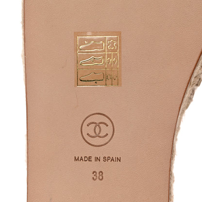 Chanel Lambskin Chain Espadrille Slip On Sandals 38 White 6 of 11