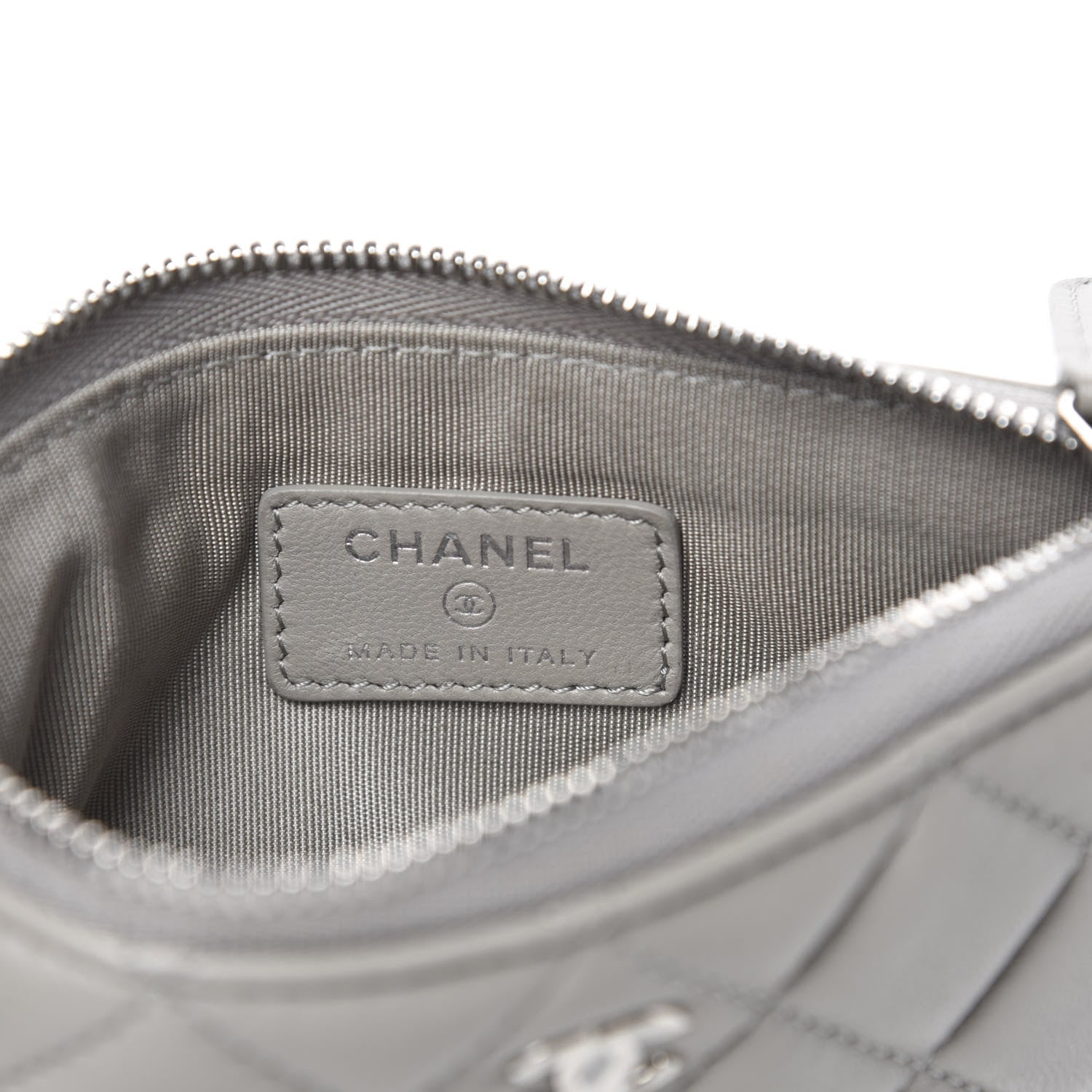 Chanel Lambskin Quilted Small Cosmetic Case Light Grey 6 of 8