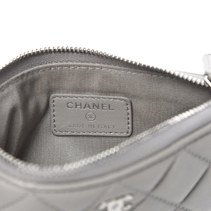 Chanel Lambskin Quilted Small Cosmetic Case Light Grey 6 of 8