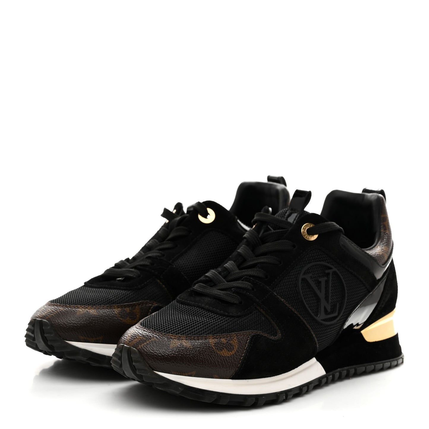 Suede Monogram Run Away Sneakers 38 Black