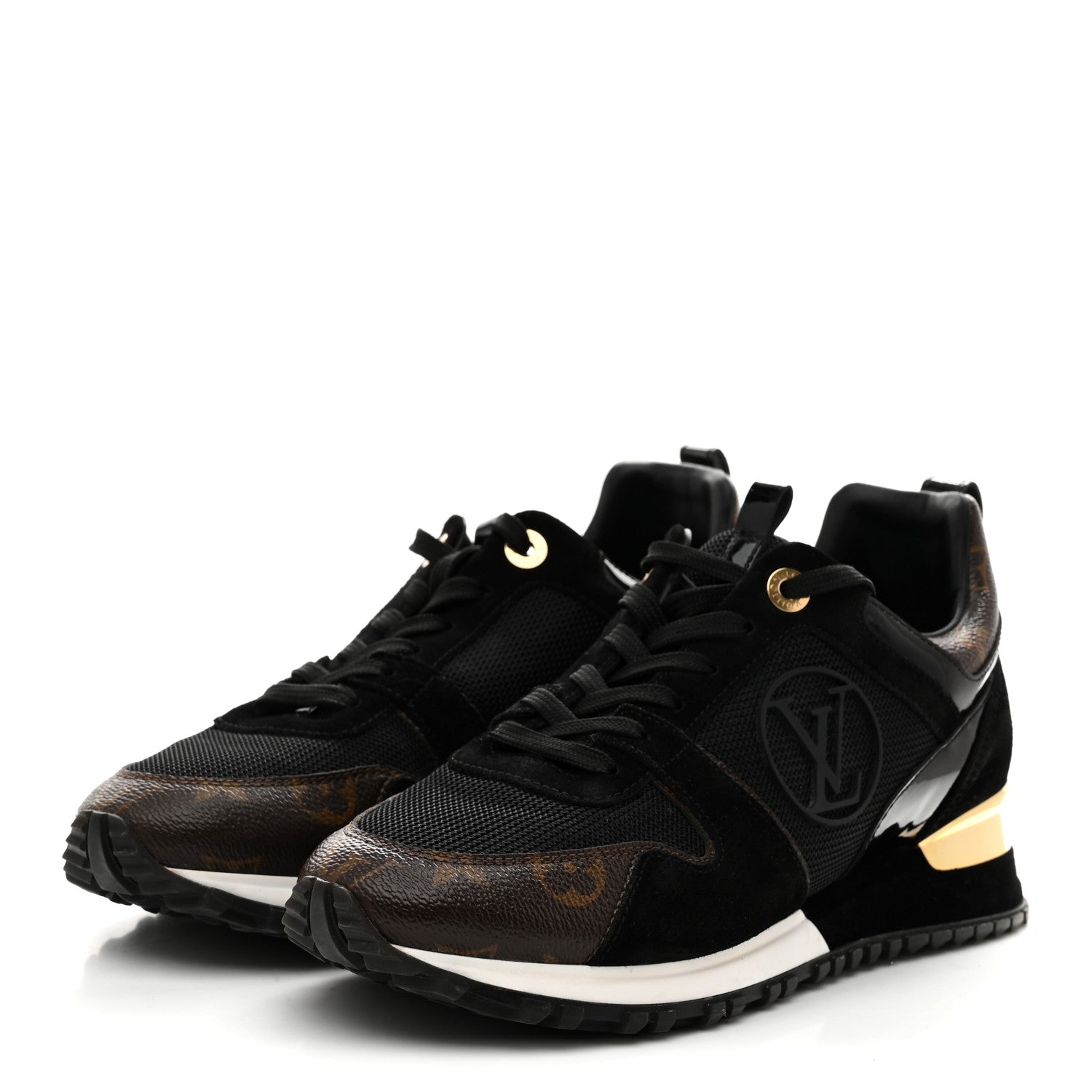 Louis Vuitton Suede Monogram Run Away Sneakers 38 Black 4 of 9
