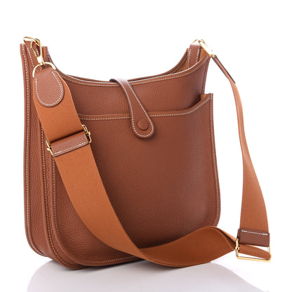 Hermes Taurillon Clemence Evelyne III PM Gold 3 of 9