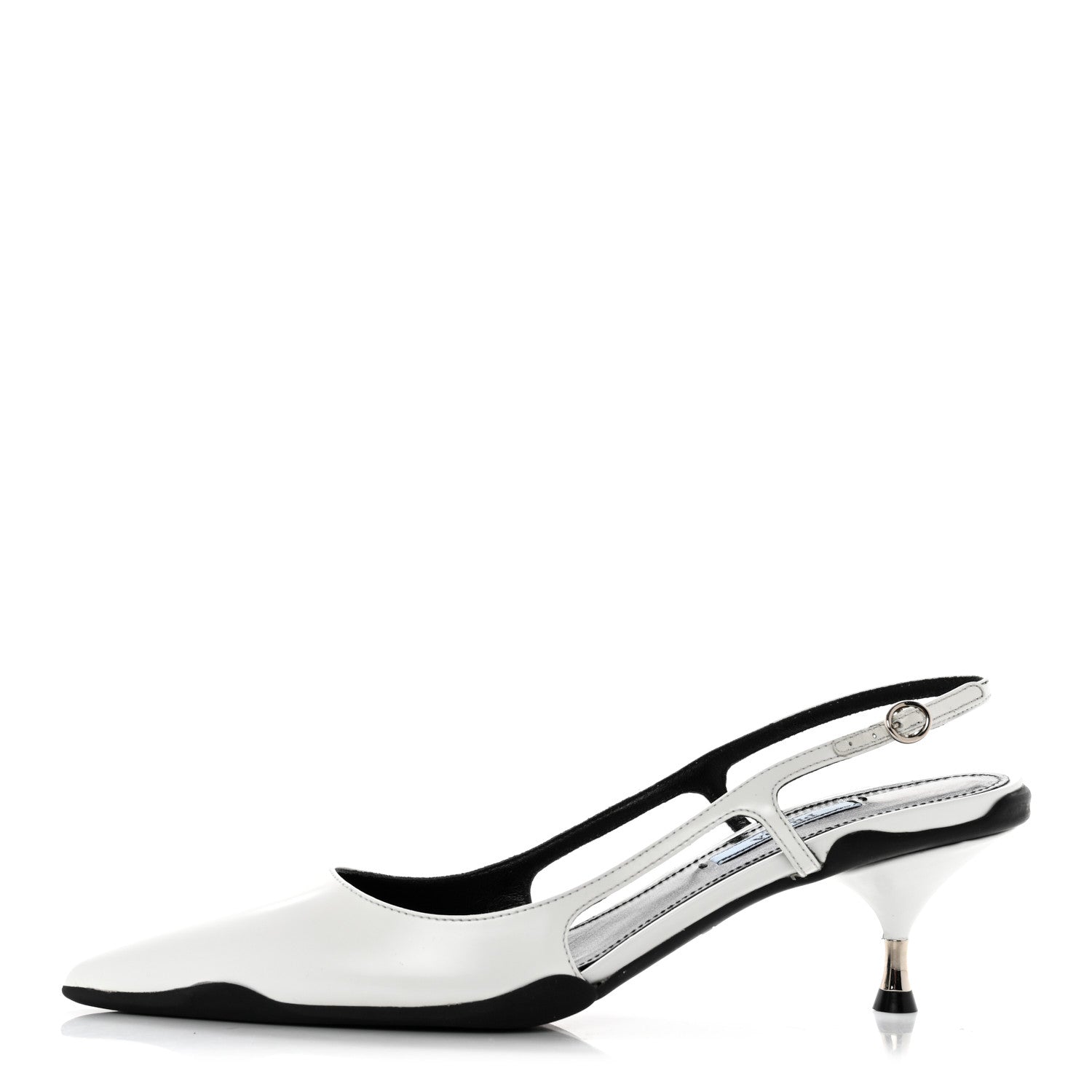 Prada Spazzolato Pointed Toe 55mm Slingback Pumps 38 White 1 of 9