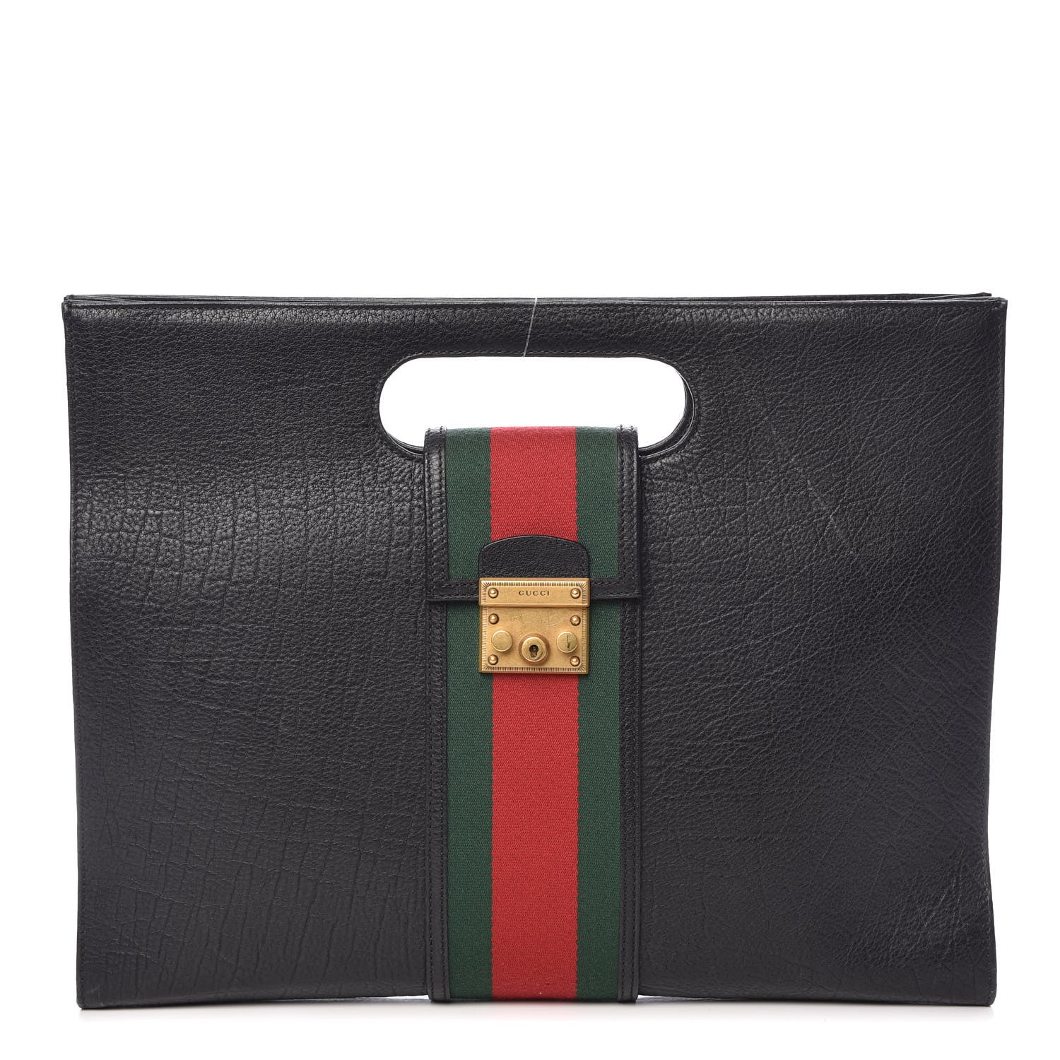 Gucci Calfskin Web Padlock Tote Black 1 of 8