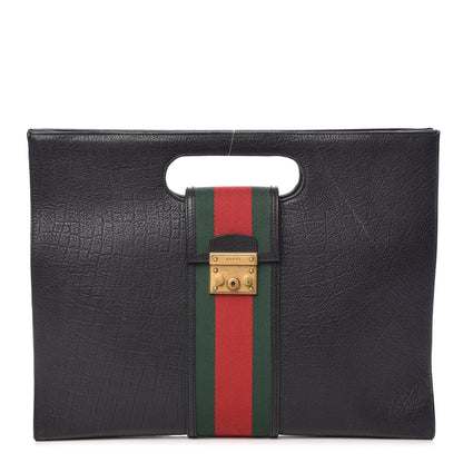 Gucci Calfskin Web Padlock Tote Black 1 of 8