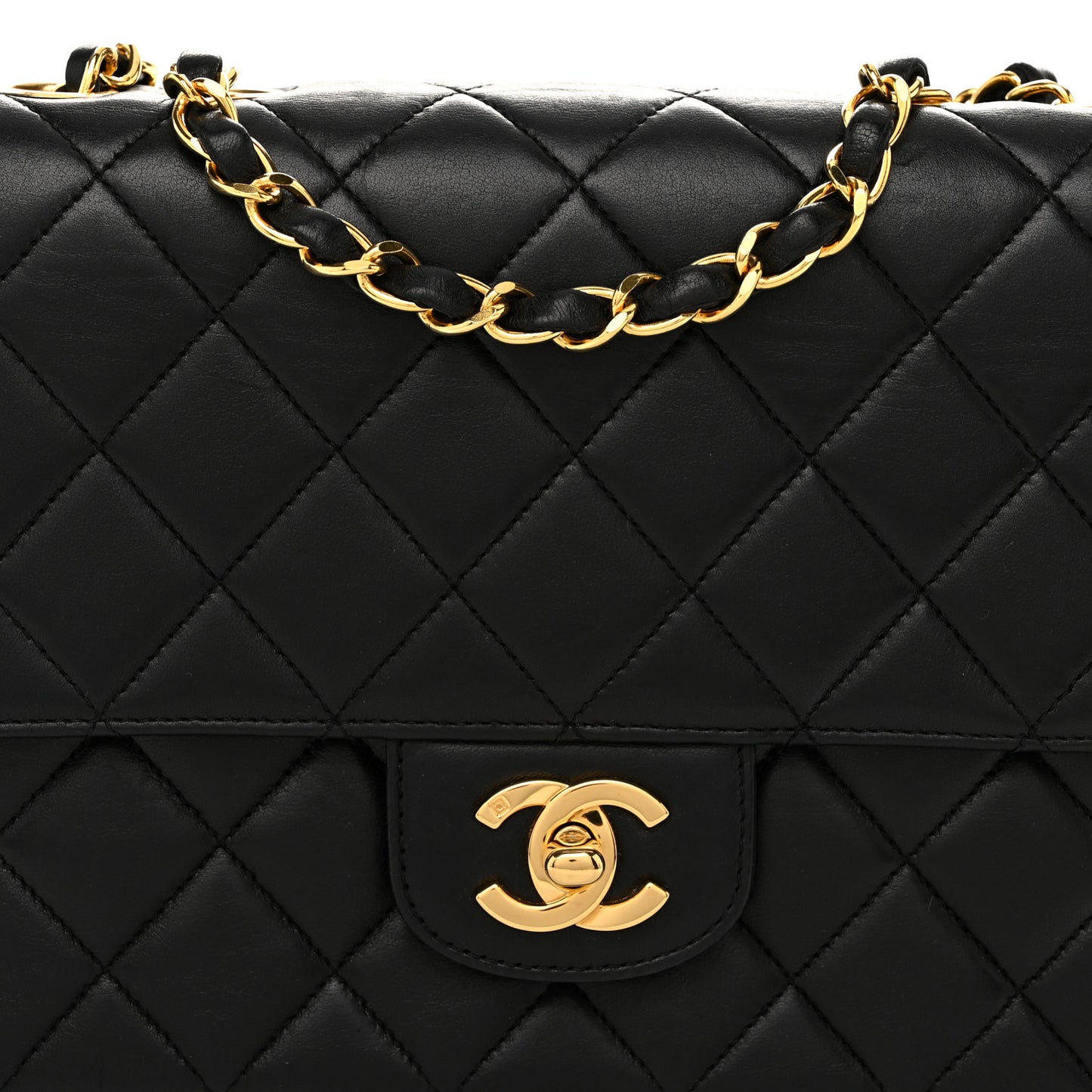 Lambskin Quilted Small Single Flap Black