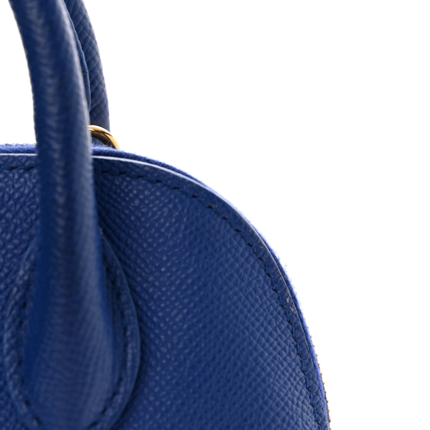 Signature Grained Calfskin Logo XXS Ville Top Handle Bag Bleu Roi White