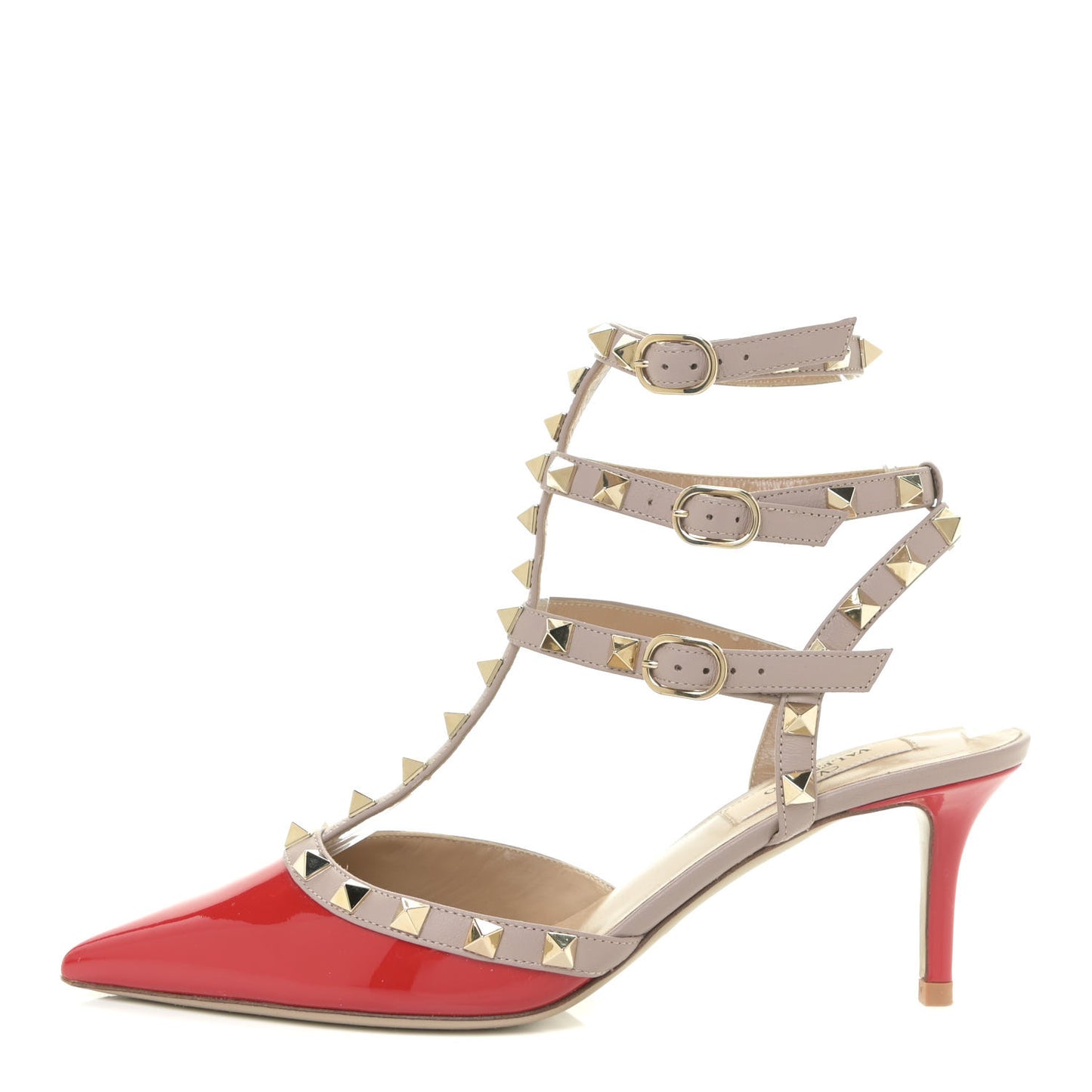 Patent Rockstud Ankle Strap 65mm Pumps 37 Rosso Valentino Poudre