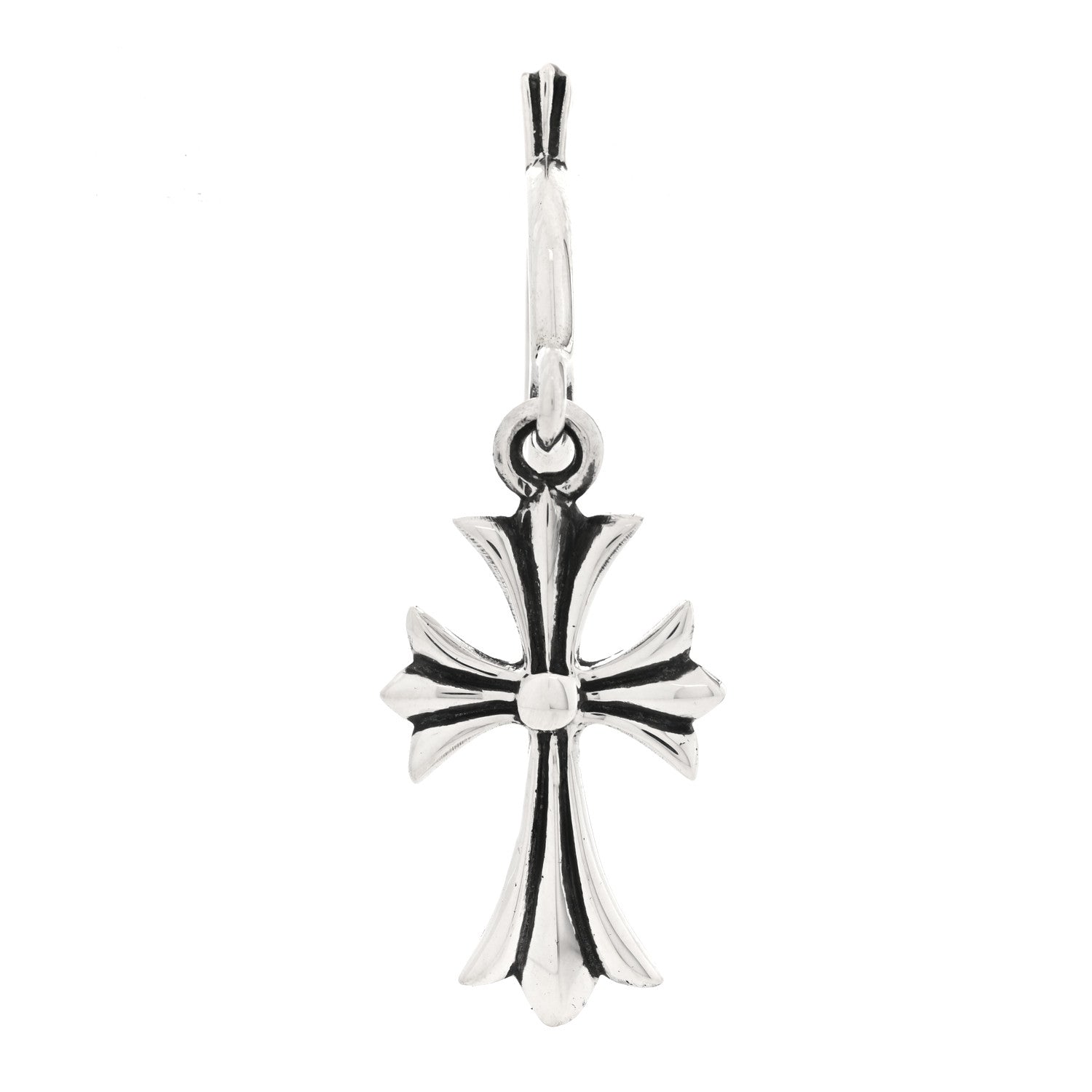 Chrome Hearts Sterling Silver Tiny CH Cross Hoop Drop Single Earring 1 of 5