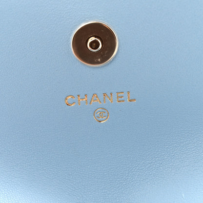 Chanel Lambskin Quilted Chain Around Coin Purse With Chain Light Blue 6 of 12