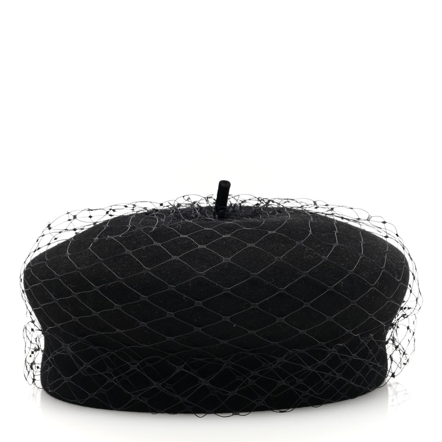 Cotton Canvas Arty Beret with Veil 57 Black