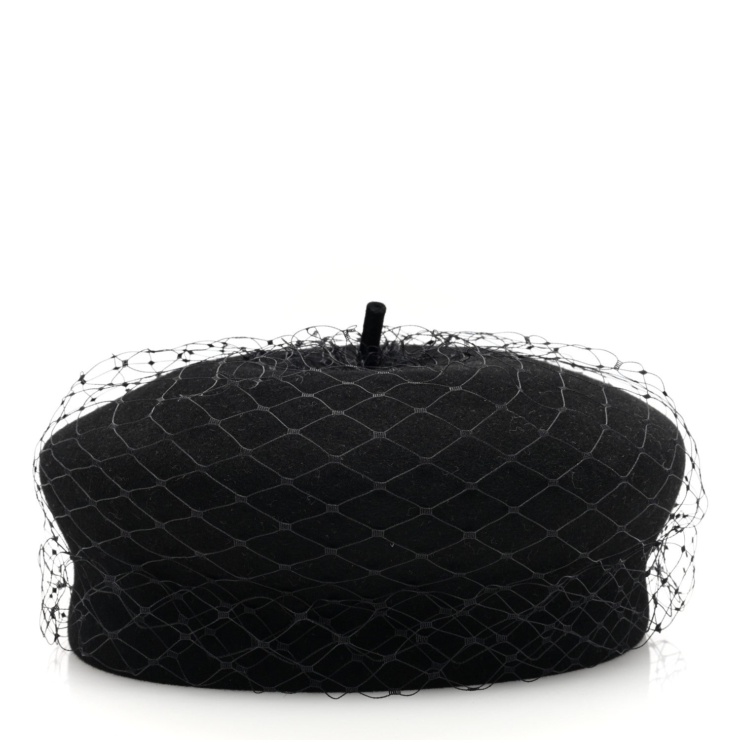 Christian Dior Cotton Canvas Arty Beret with Veil 57 Black 6 of 8