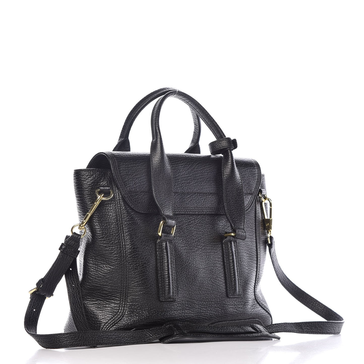 3.1 Textured Calfskin Medium Pashli Satchel Black