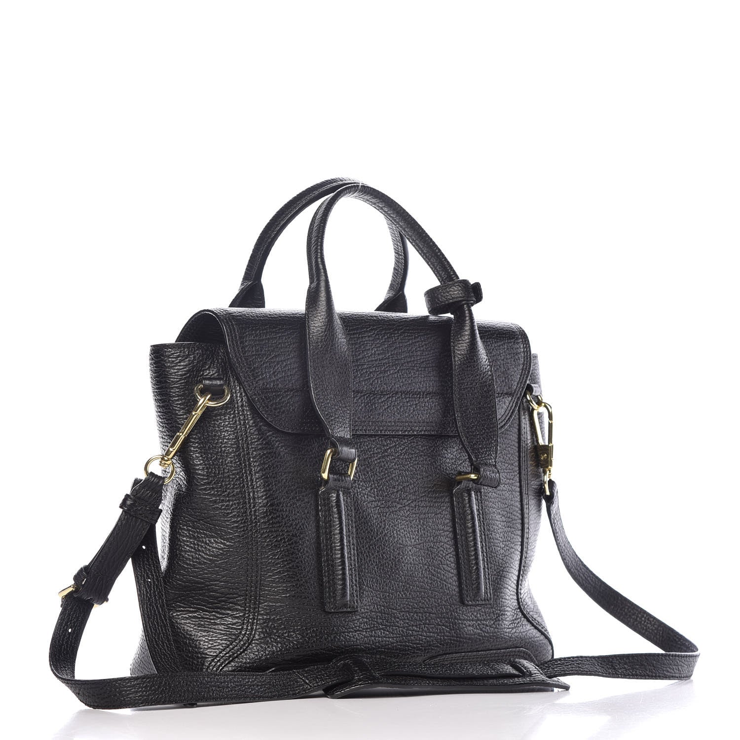 3.1 Phillip Lim 3.1 Textured Calfskin Medium Pashli Satchel Black 4 of 12