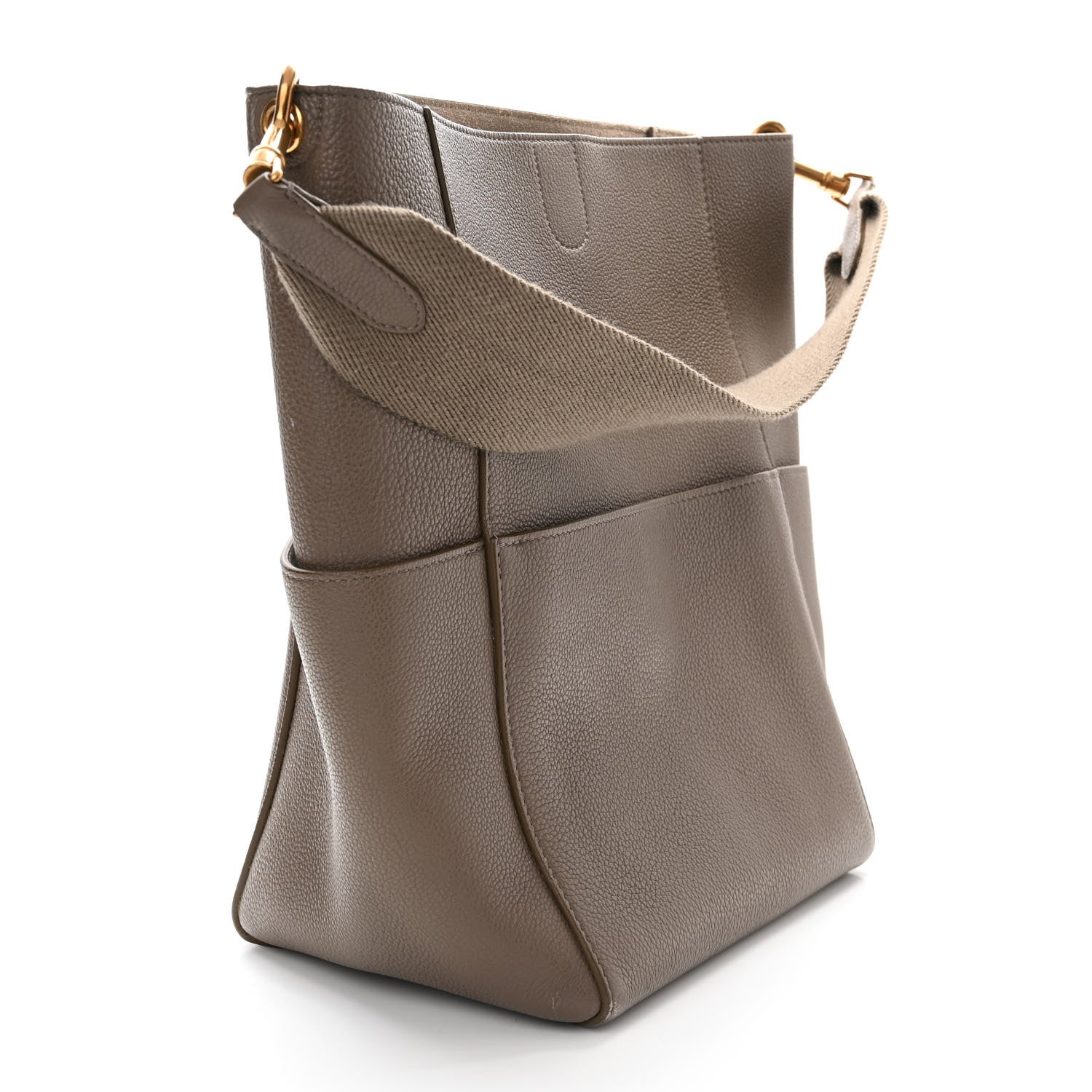 Celine Soft Grained Calfskin Sangle Bucket Bag Taupe 3 of 13