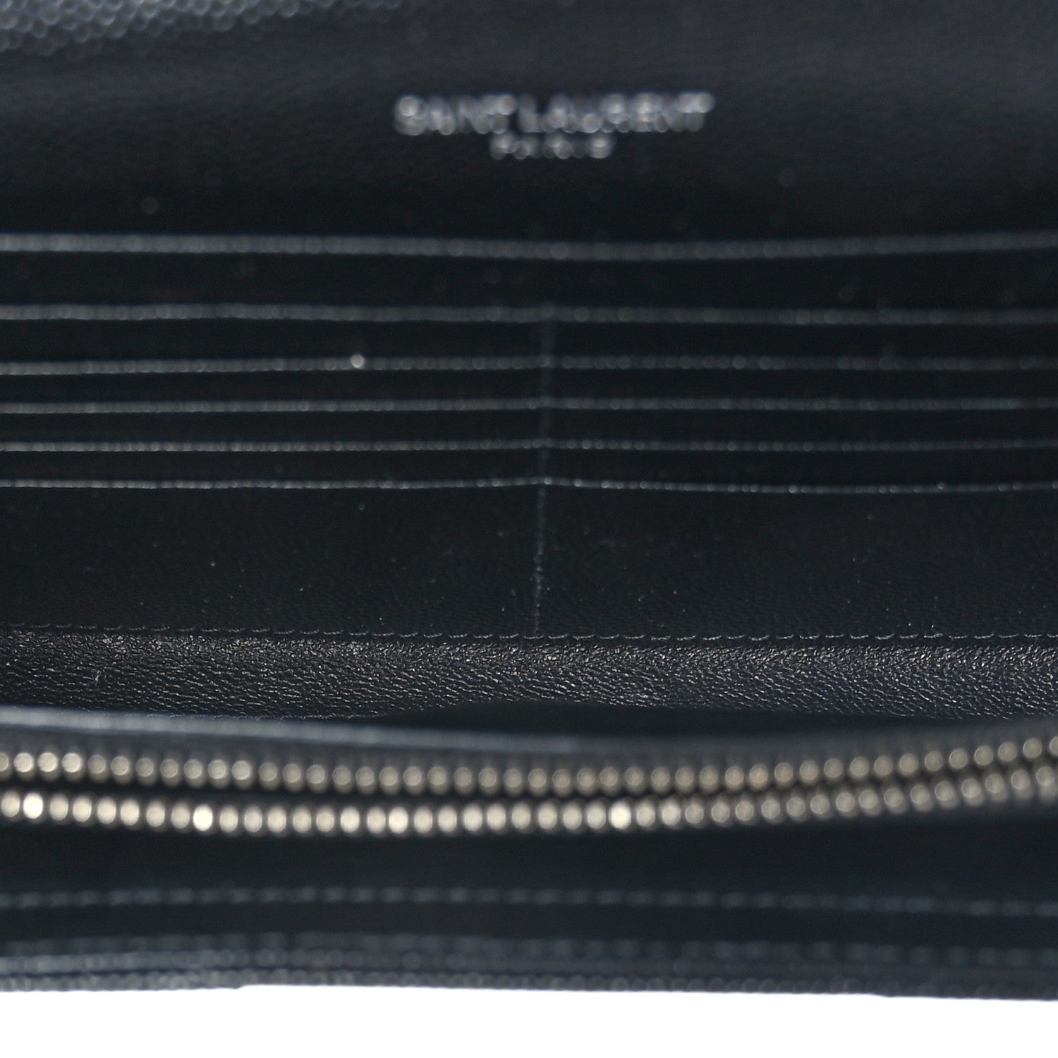 Saint Laurent Grain De Poudre Matelasse Chevron Monogram Chain Wallet Black 6 of 10