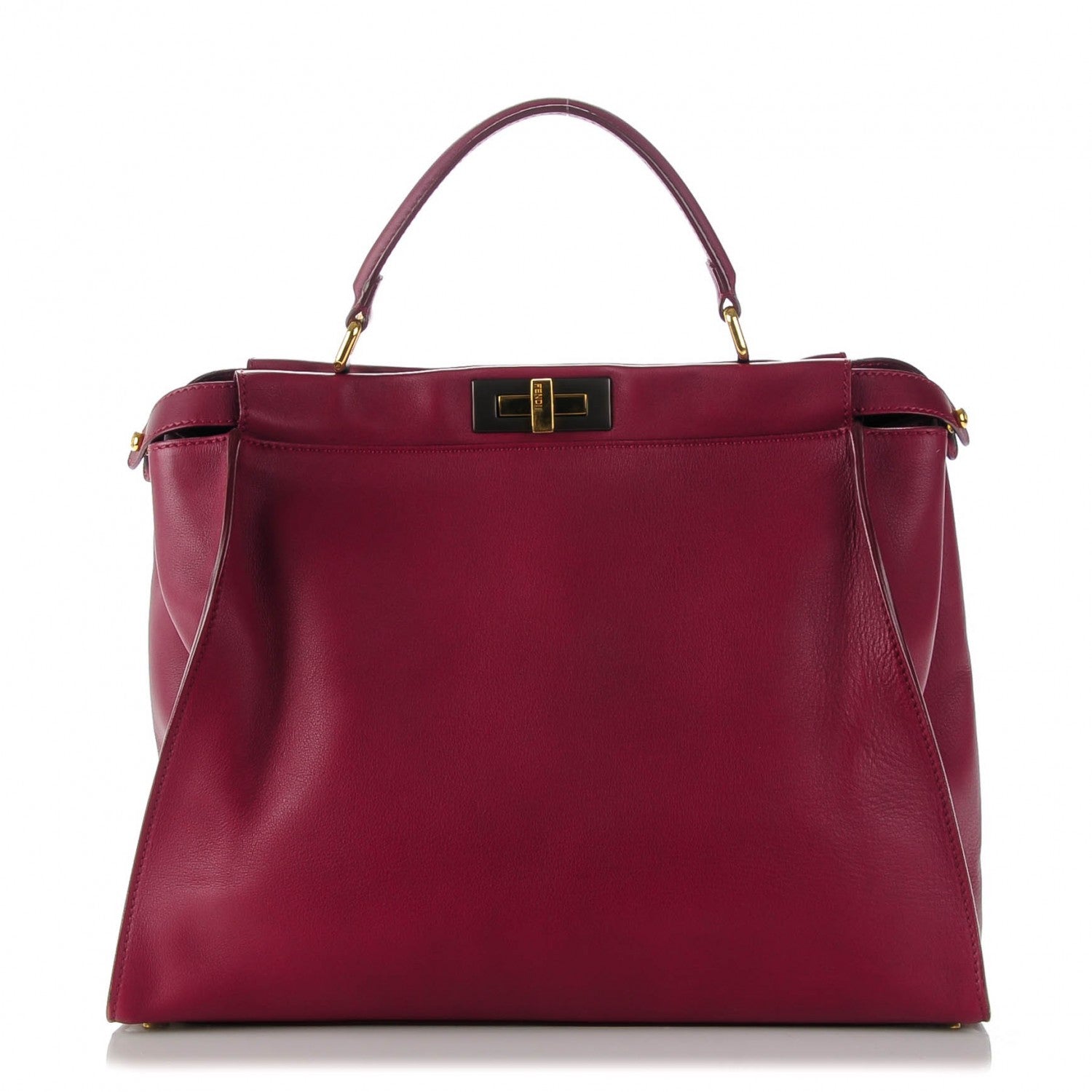 Fendi Vitello Dolce Marmol Large Peekaboo Iconic Satchel Bordeaux Graphite 1 of 9