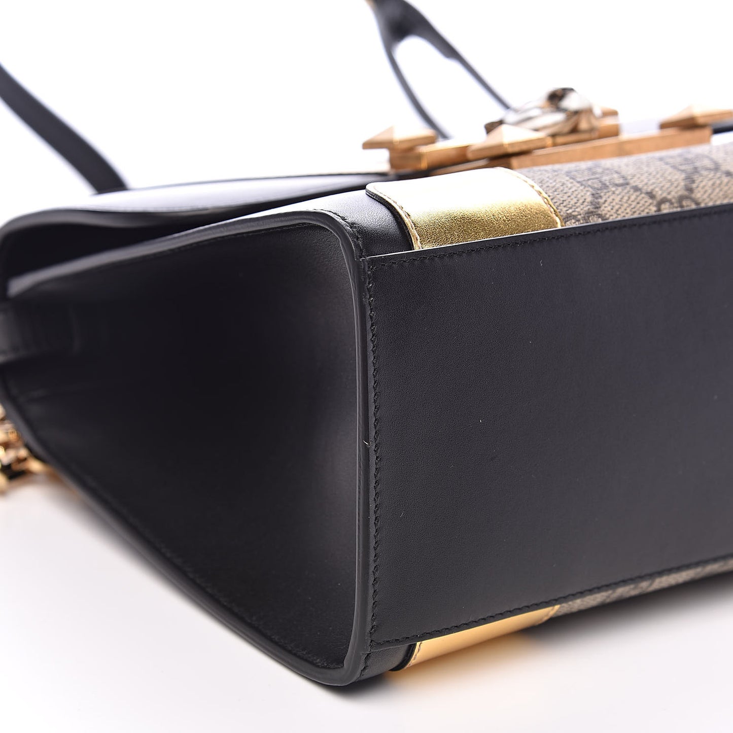 GG Supreme Monogram Small Osiride Top Handle Bag Black Gold