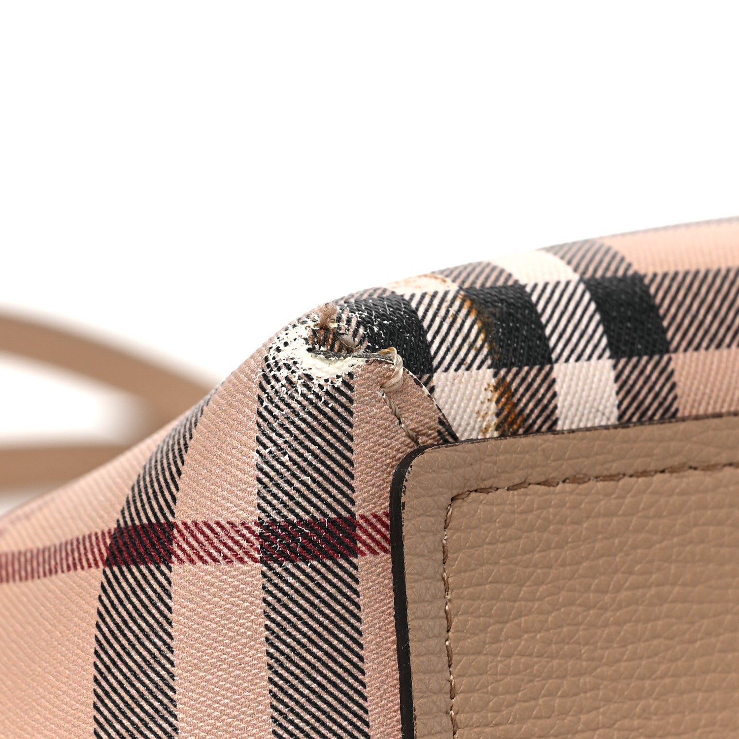 Burberry Grainy Calfskin Haymarket Check Small Reversible Tote Mid Camel 6 of 8