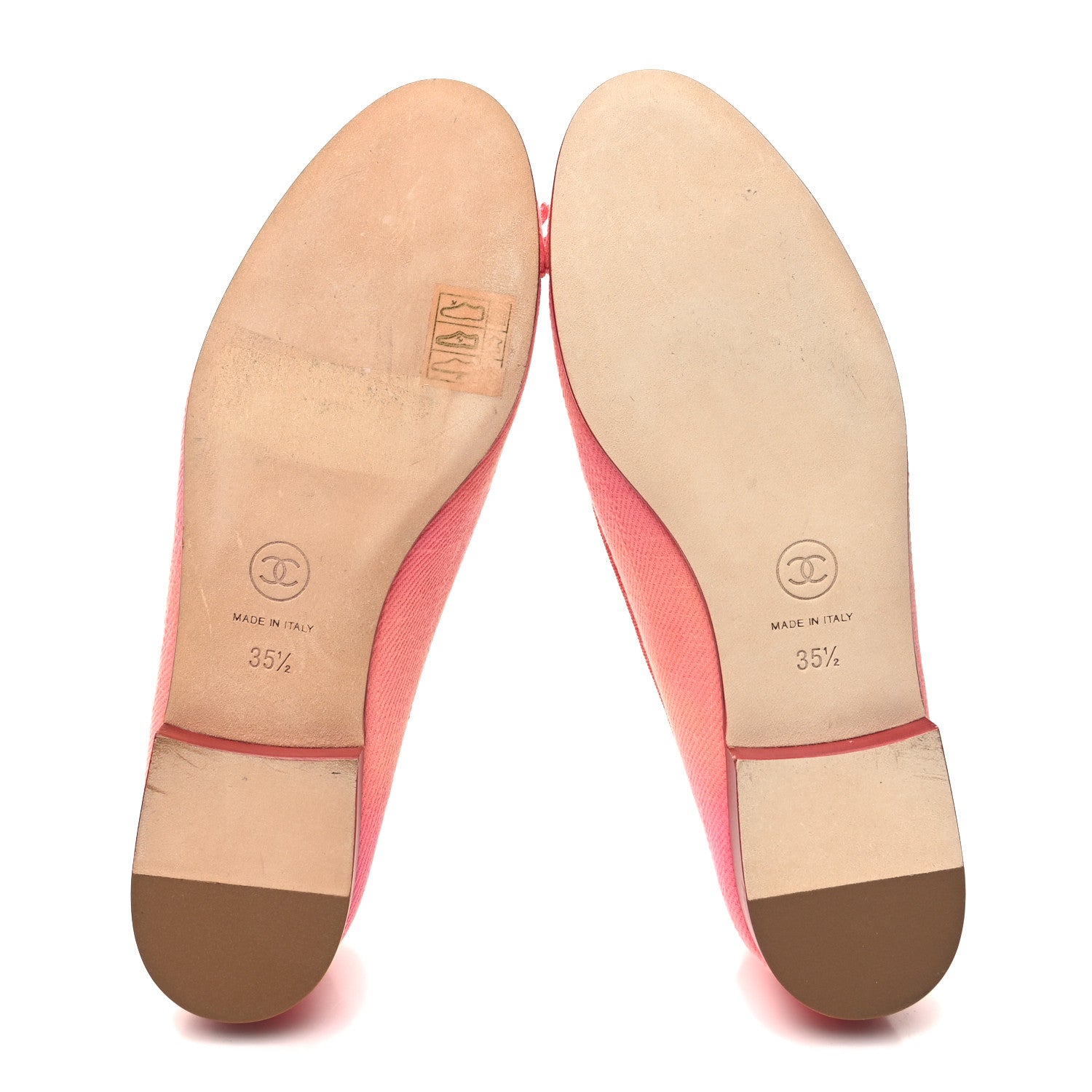 Chanel Fabric Cap Toe CC Ballerina Flats 35.5 Coral Pink Orange 5 of 8