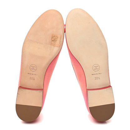 Chanel Fabric Cap Toe CC Ballerina Flats 35.5 Coral Pink Orange 5 of 8