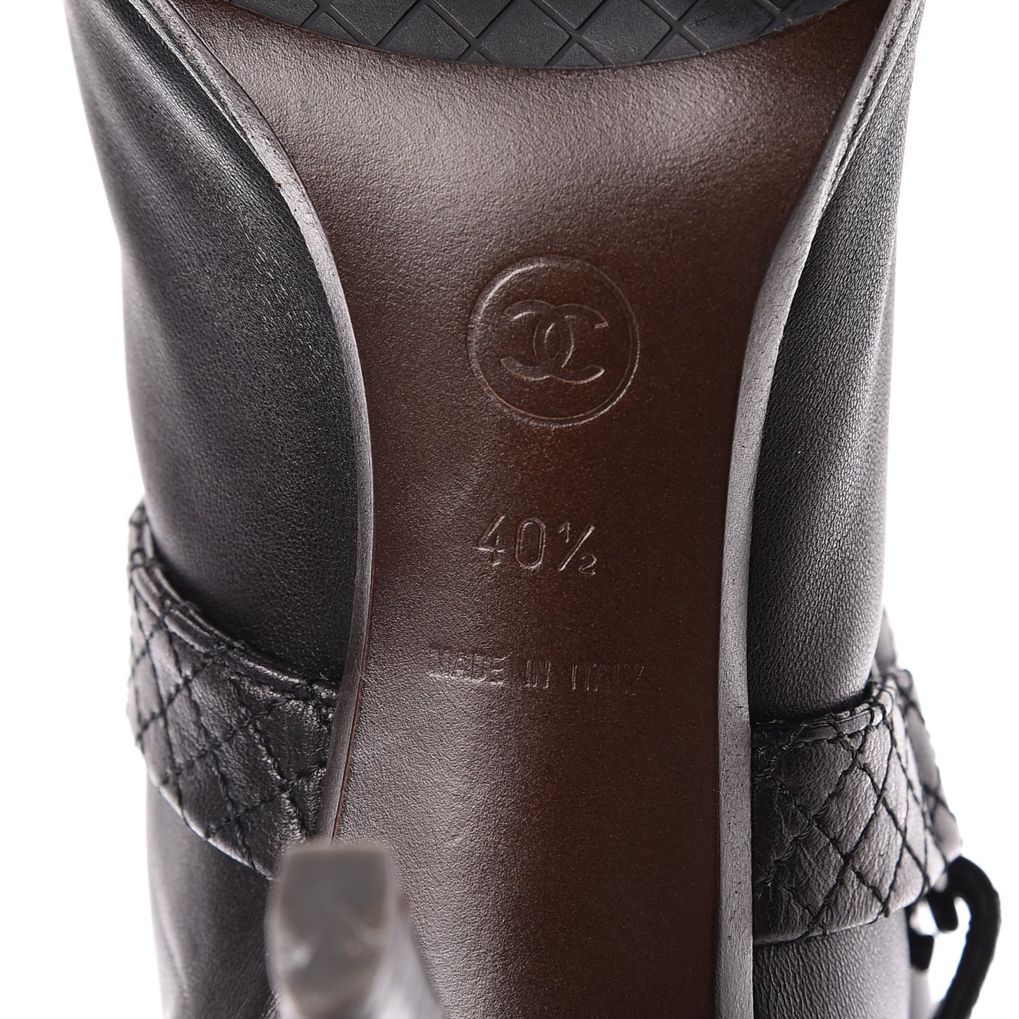 Calfskin Quilted Cap Toe Boots 40.5 Black