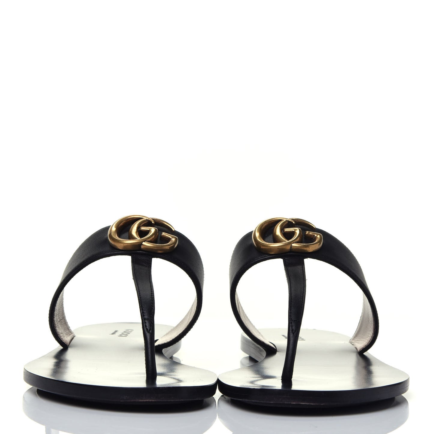 Calfskin GG Marmont Thong Sandals 38.5 Black