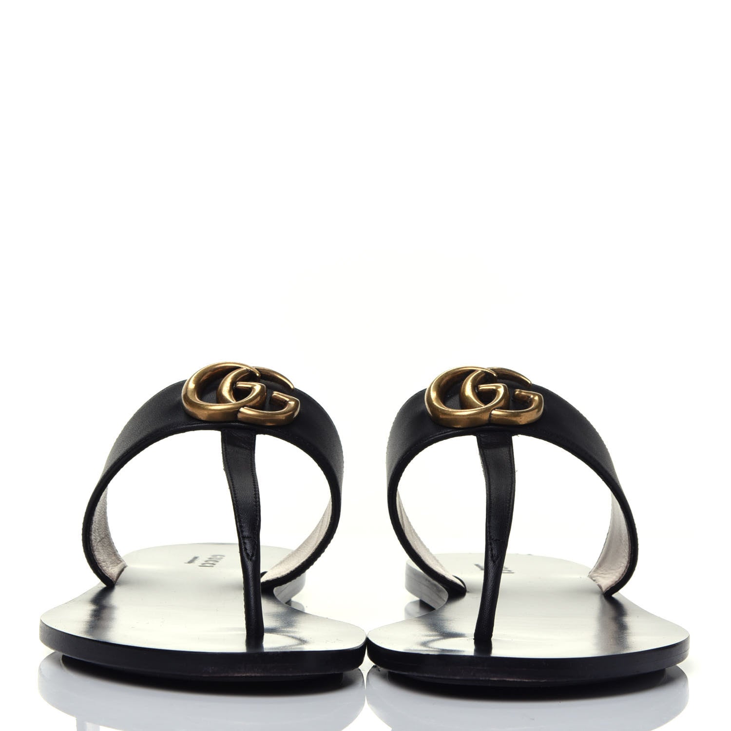 Gucci Calfskin GG Marmont Thong Sandals 38.5 Black 2 of 8