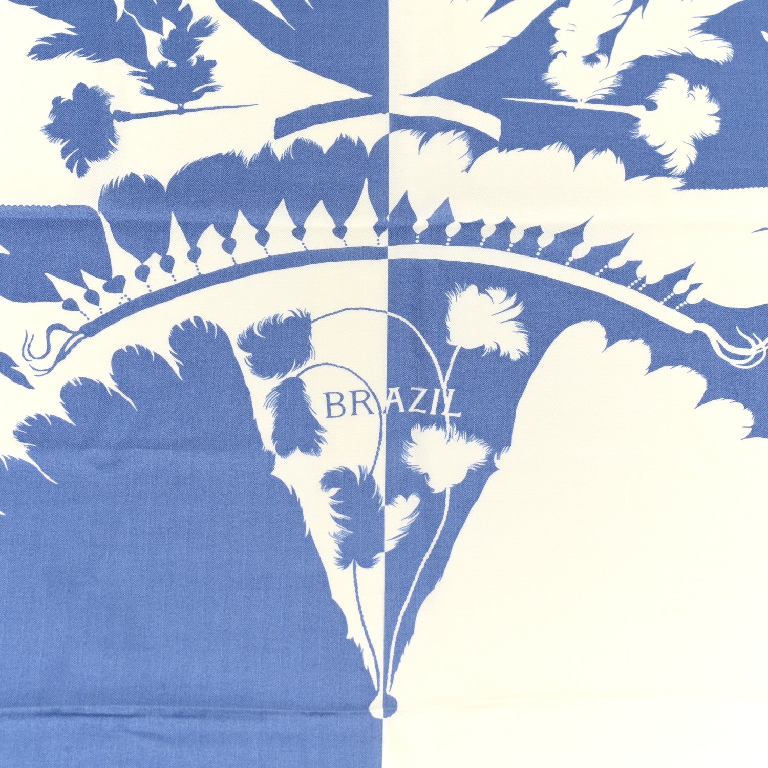 Hermes Cashmere Silk Brazil Tattoo Shawl 140 Bleu Lavande Blanc 3 of 5