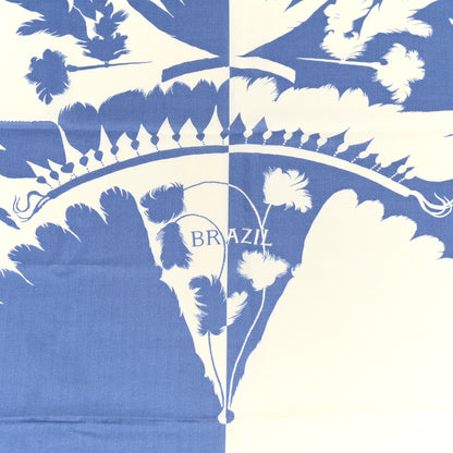 Hermes Cashmere Silk Brazil Tattoo Shawl 140 Bleu Lavande Blanc 3 of 5