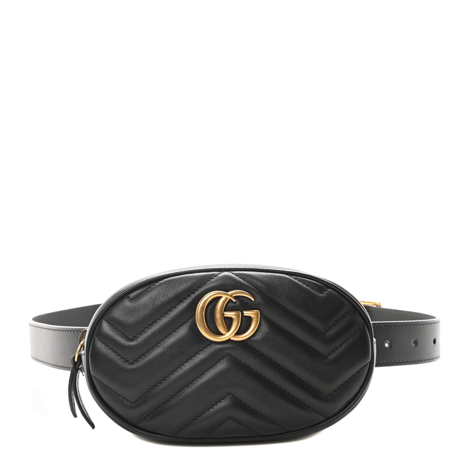 Gucci Calfskin Matelasse GG Marmont Belt Bag 85 34 Black 1 of 10