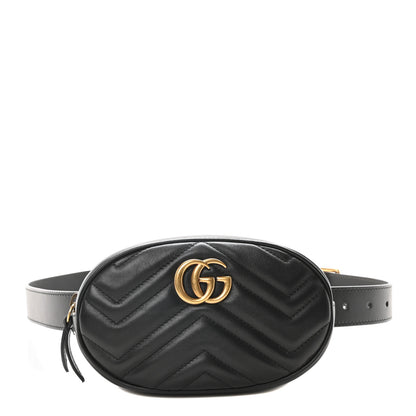 Gucci Calfskin Matelasse GG Marmont Belt Bag 85 34 Black 1 of 10