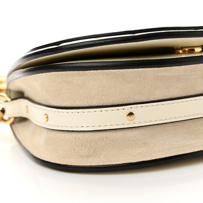 Chloe Calfskin Suede Quilted Small Nile Bracelet Bag Natural White 9 of 12
