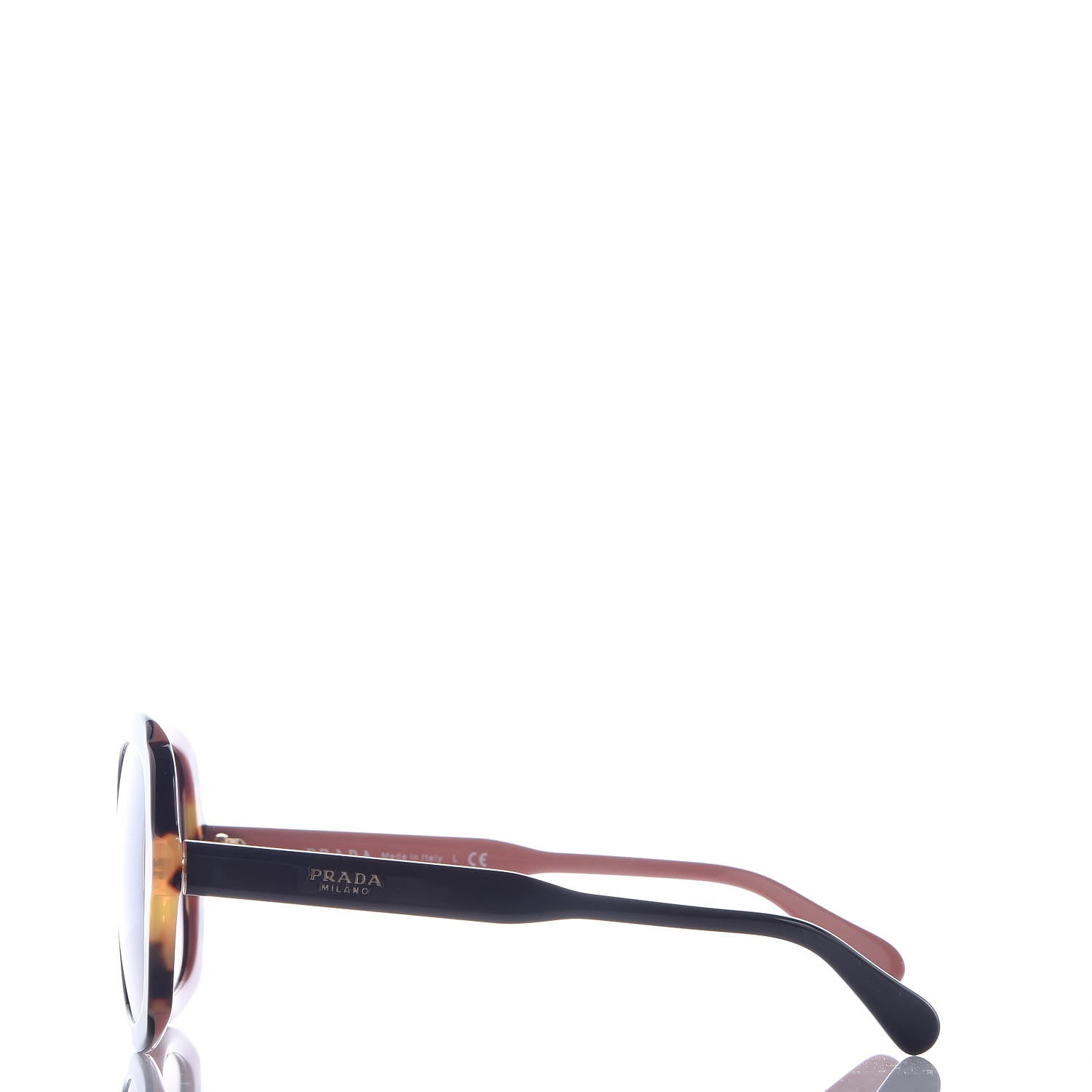 Prada Tortoise Shell Round Sunglasses SPR 16U Black 3 of 7