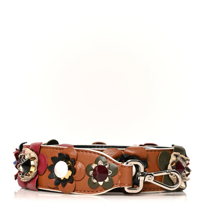 Fendi Calfskin Elaphe Flowerland Studded Strap You Brown Multicolor 1 of 3