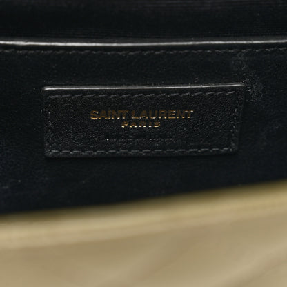 Saint Laurent Grain De Poudre Textured Mixed Matelasse Triquilt Small Monogram Satchel Dark Green 7 of 10