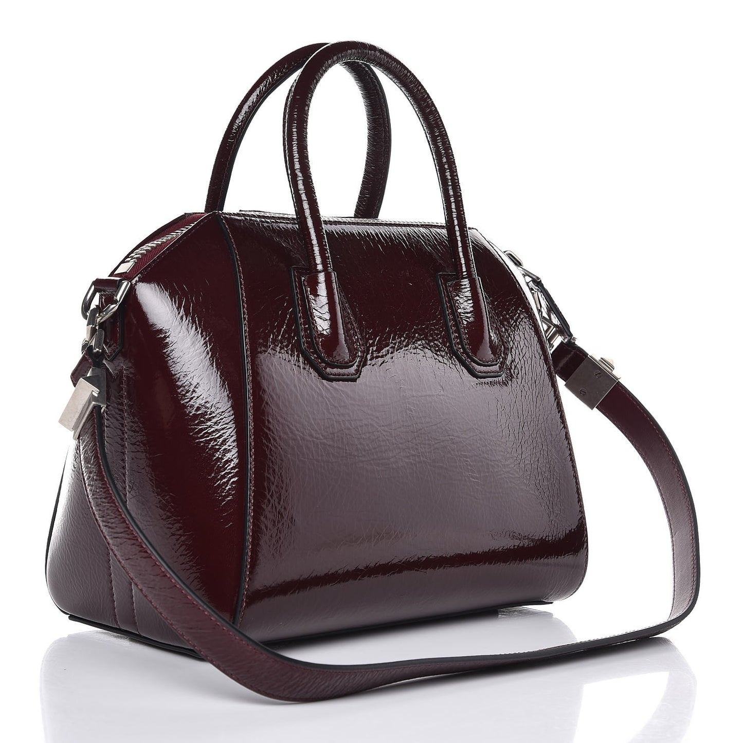 Crinkled Patent Calfskin Small Antigona Aubergine