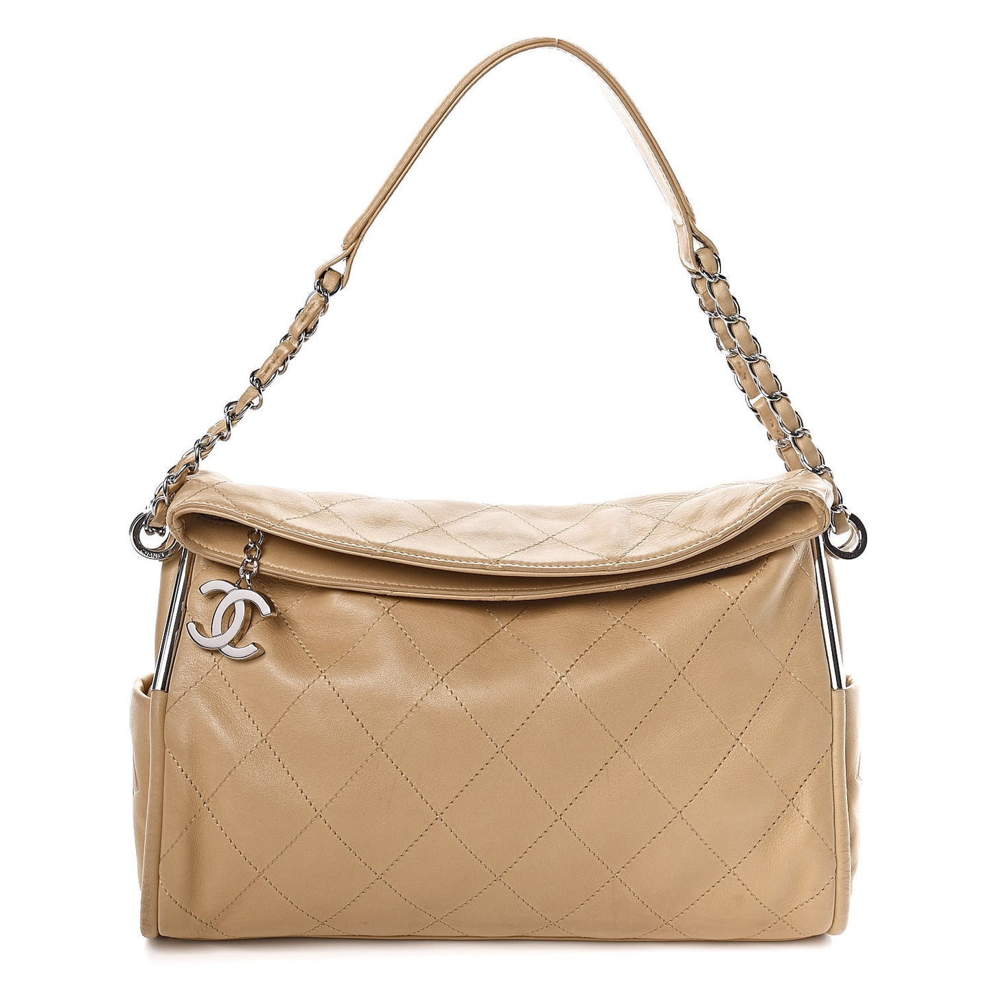 Lambskin Stitched Medium Ultimate Soft Tote Beige