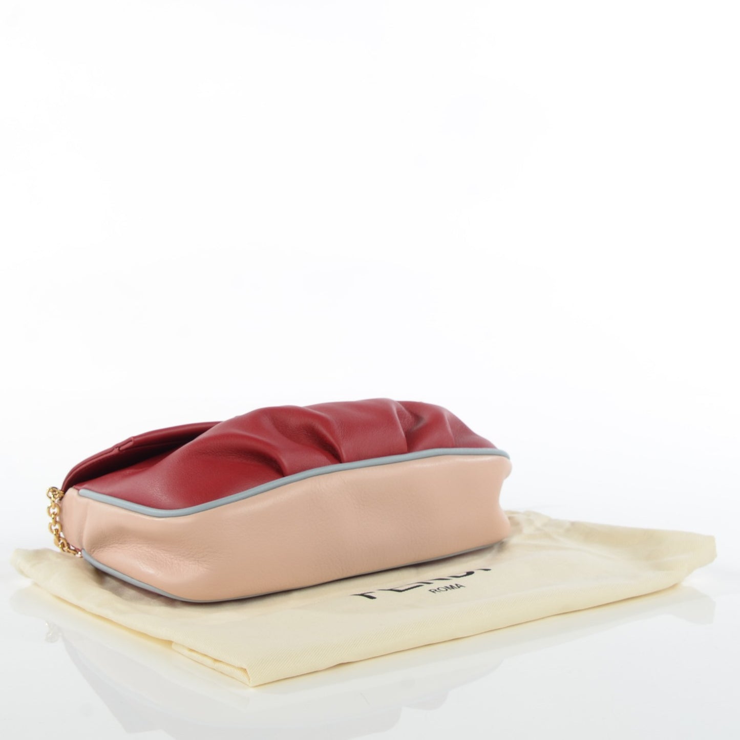 Vitello Dolce Fendista Pouchette Crossbody Mattone Plaster