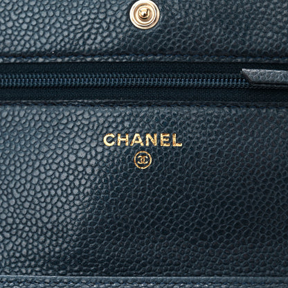 Chanel Caviar Quilted Wallet on Chain WOC Navy Blue 6 of 12