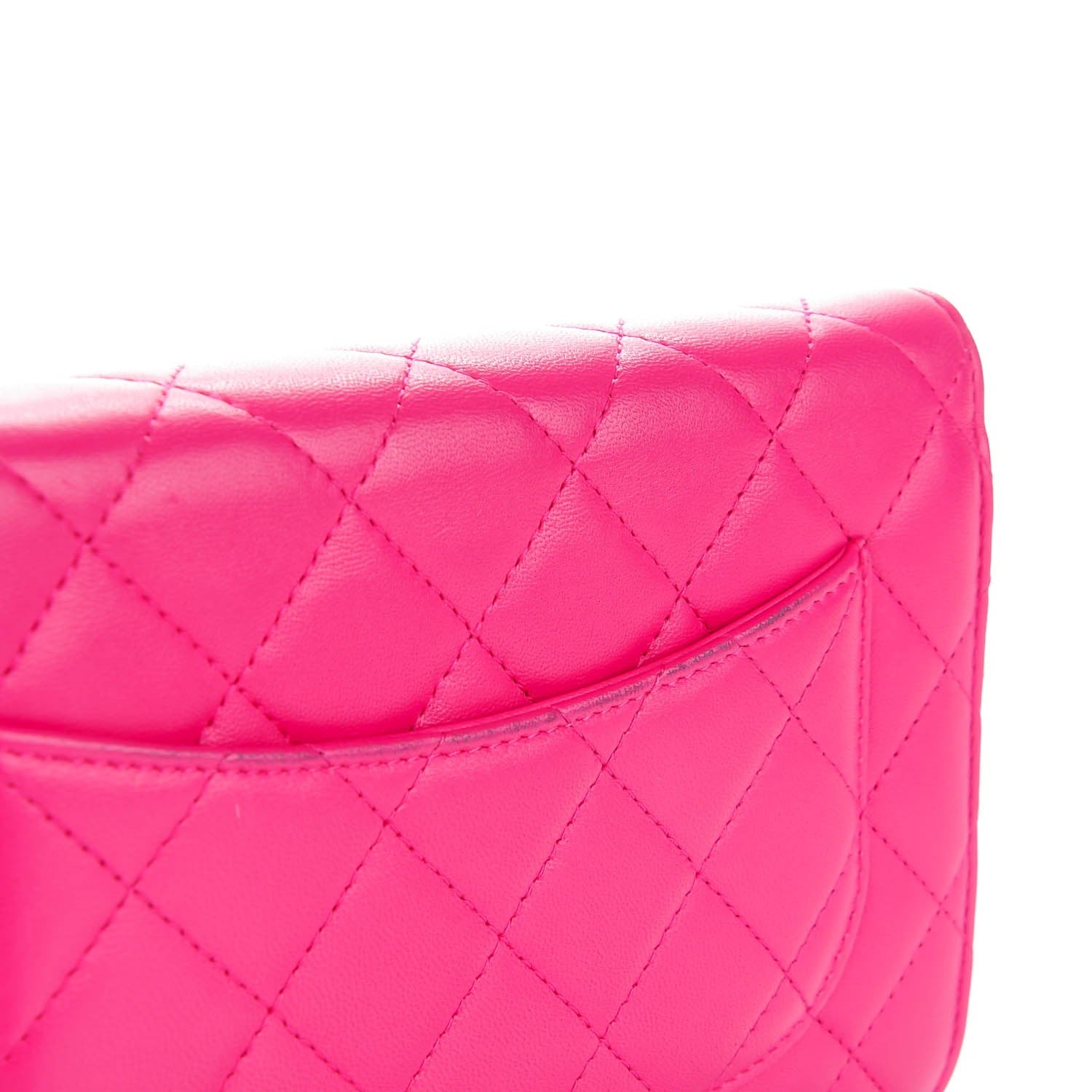 Chanel Lambskin Quilted Wallet On Chain WOC Dark Pink 8 of 9