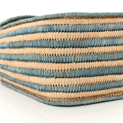 Gucci Raffia Woven Small GG Marmont Shoulder Bag Natural Light Blue 9 of 11